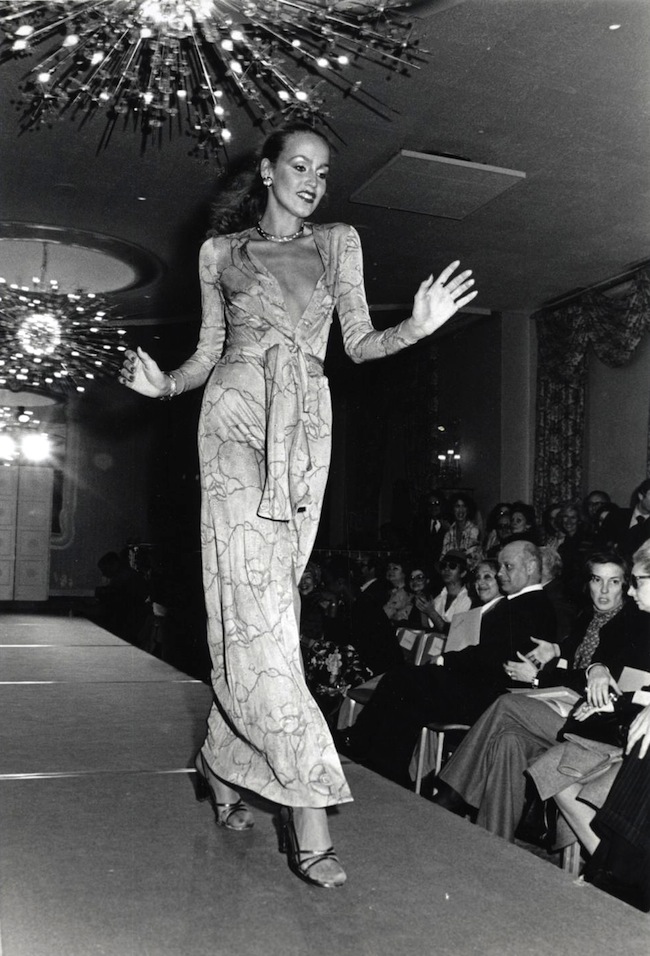 JERRY HALL models for Diane von Furstenberg