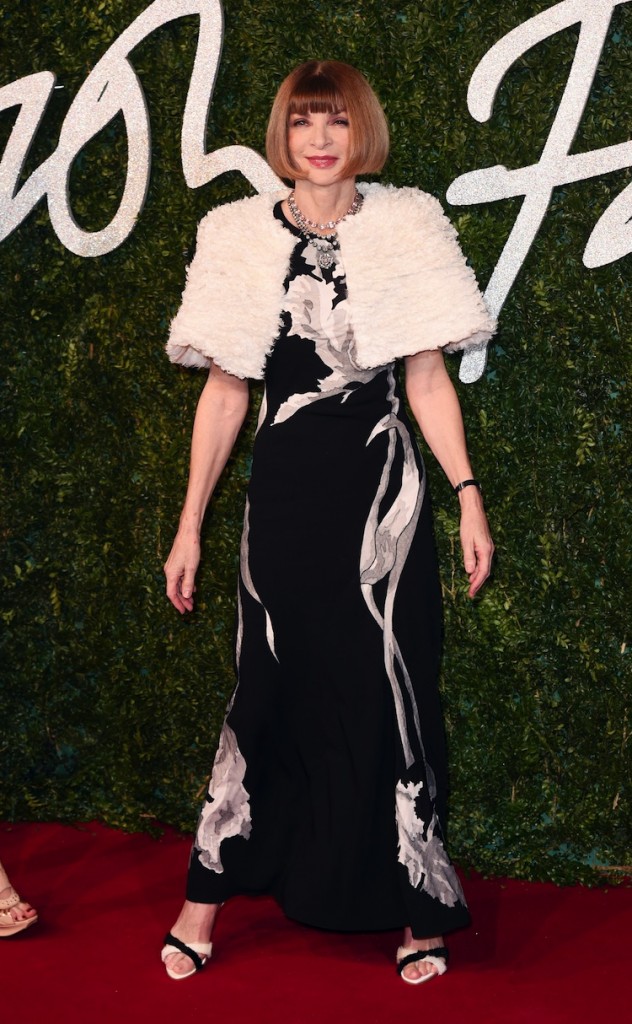 Anna Wintour wear Maison Martin Margiela by John Galliano at 2014 BRITISH FASHION AWARDS (Photo by David Fisher/REX) 