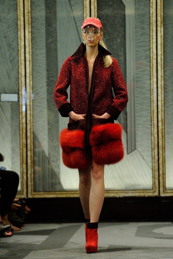 A model walks the runway for the Manu Reas Haute-Couture Fall/Winter 2015/2016 collection show at the Peninsula Hotel in Paris, France, on July 8, 2015. Photo by Aurore Marechal/ABACAPRESS.COM