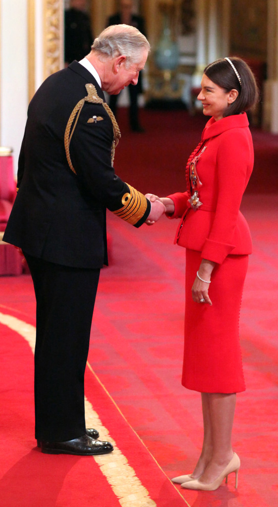 Dame Natalie Massenet from London is made a Dame Commander of the British Empire by The Prince of Wales at Buckingham Palace. PRESS ASSOCIATION Photo. Picture date: Friday February 19, 2016. See PA story ROYAL Investitures. Photo credit should read: Jonathan Brady/PA Wire