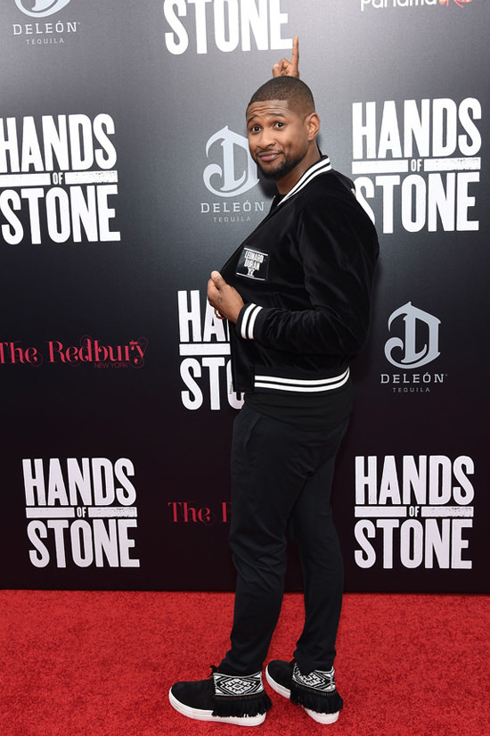 USHER WEARS FOOTWEAR BY PORTS 1961 TO NEW YORK MOVIE PREMIERE OF "HANDS OF STONE"