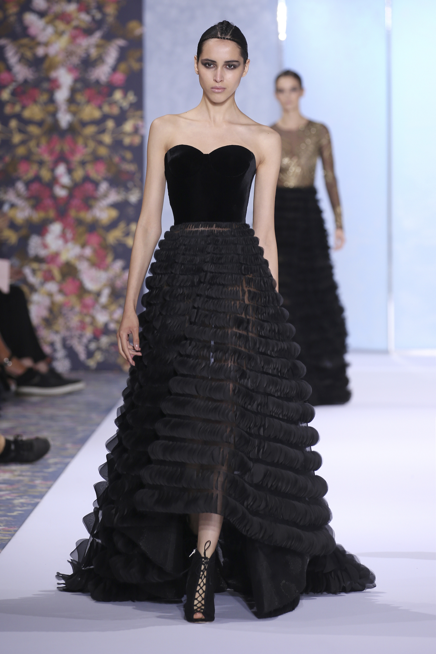 A model walks the runway during the Ralph & Russo Haute Couture Fall/Winter 2016-2017 show as part of Paris Fashion Week on July 4, 2016 in Paris, France.