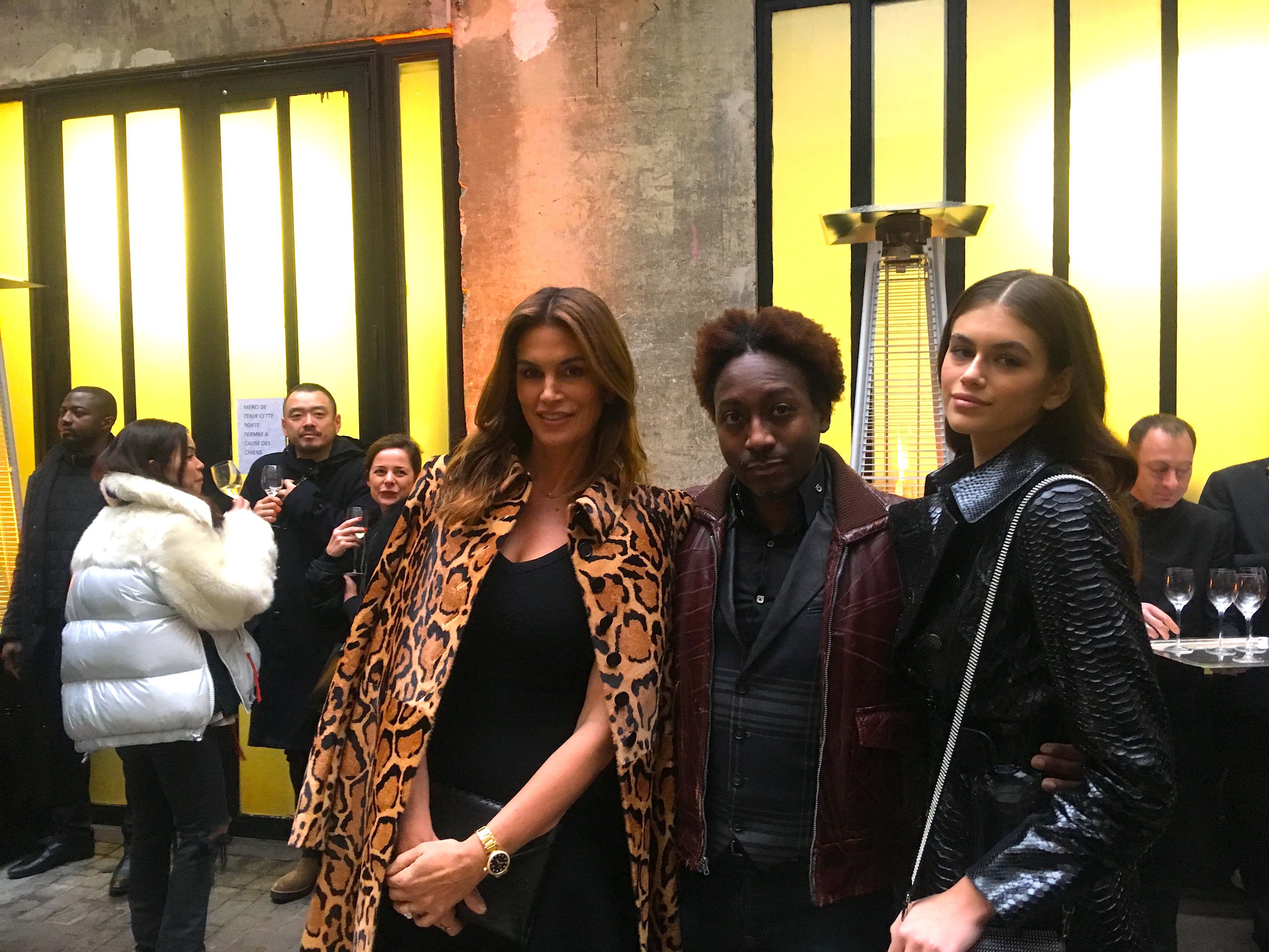 Supermodel Cindy Crawford; Fashion Insider founder & chief editor, Marcellous L. Jones and model Kaia Gerber pose for a photo at the tribute to honor Azzedine Alaïa in Paris (Sunday, January 21, 2018).